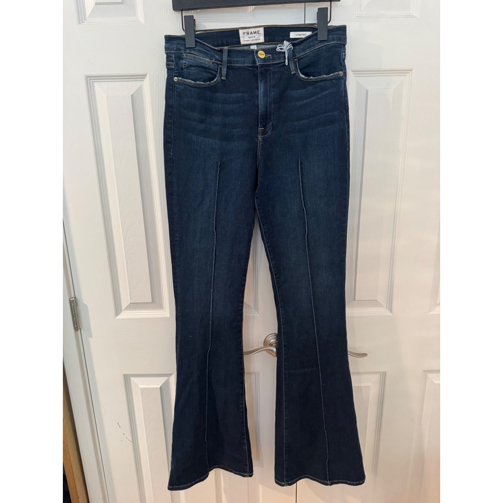 Frame Denim Le High Flare Banneker Jeans Dark Wash Front Seam Size 32. NWOT